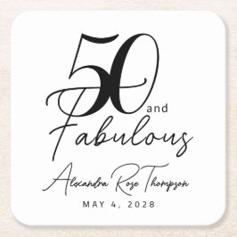 50 en Fabulous Uitnodiging 50e Verjaardagsfeestje Kartonnen Onderzetters