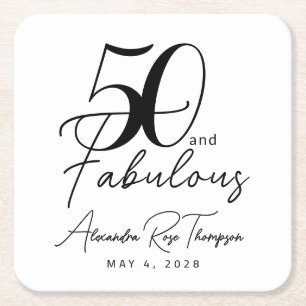 50 en Fabulous Uitnodiging 50e Verjaardagsfeestje Kartonnen Onderzetters