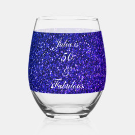50 En Fabulous Verjaardag Blauw Glitter Gift Favor Wijnglas Zonder Voet
