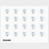 50 en Fabulous Verjaardag Blauw Ronde Sticker (Vel)