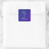 50 En Fabulous Verjaardag Blauw Wit Glitter Trendy Vierkante Sticker (Tas)