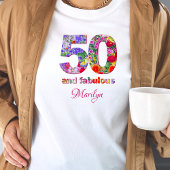 50 en fabulous verjaardag bloemenontwerp T-shirt