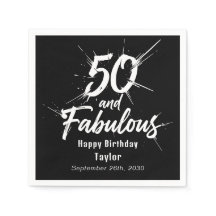 50 en Fabulous Verjaardag Borrelend Modern Zwart