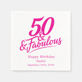 50 en Fabulous Verjaardag Chic Roze en Wit Servet