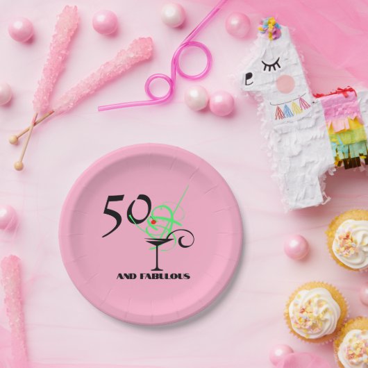 50 en Fabulous verjaardag cosmo martini feest Papieren Bordje (Feest)