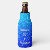 50 En Fabulous verjaardag Deep Blue Ombre Glitteri Flesjeskoeler (Fles Voorkant)