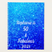 50 En Fabulous verjaardag Deep Blue Ombre Glitteri Planner (Voorkant)