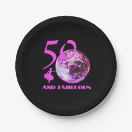 50 en Fabulous verjaardag disco danser zwart Papieren Bordje