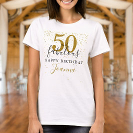 50 en Fabulous Verjaardag Elegant Goud en Zwart T-shirt