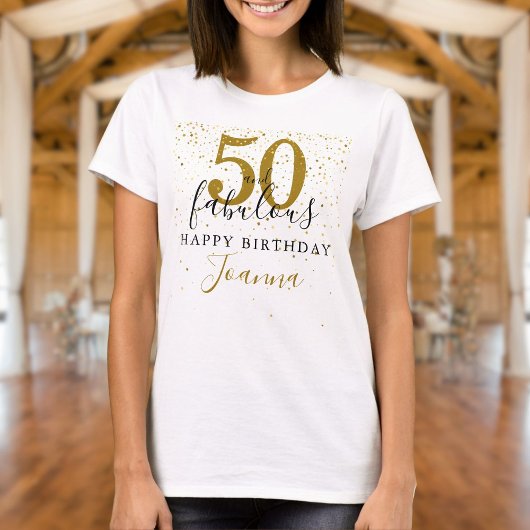50 en Fabulous Verjaardag Elegant Goud en Zwart T-shirt