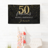 50 en Fabulous Verjaardag Elegant Gouden Sterren Z Spandoek (Insitu)