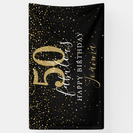 50 en Fabulous Verjaardag Elegant Gouden Sterren Z Spandoek (Verticaal)