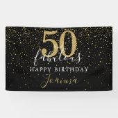 50 en Fabulous Verjaardag Elegante Gouden Sterren Spandoek (Horizontaal)