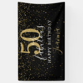 50 en Fabulous Verjaardag Elegante Gouden Sterren Spandoek (Verticaal)