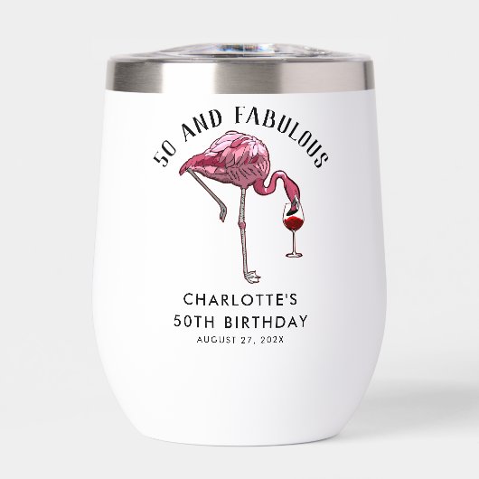 50 en Fabulous Verjaardag Flamingo Custom Swag (Voorkant)