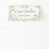 50 en Fabulous Verjaardag Geel Grijs Bloemmotief Spandoek (Insitu)