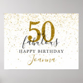50 en Fabulous Verjaardag Goud en Zwart Teken Poster (Voorkant)
