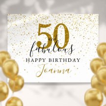 50 en Fabulous Verjaardag Goud en Zwarte Bord