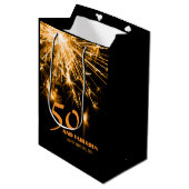 50 en Fabulous verjaardag gouden sparkle party Medium Cadeauzakje (Voorkant Gekanteld)