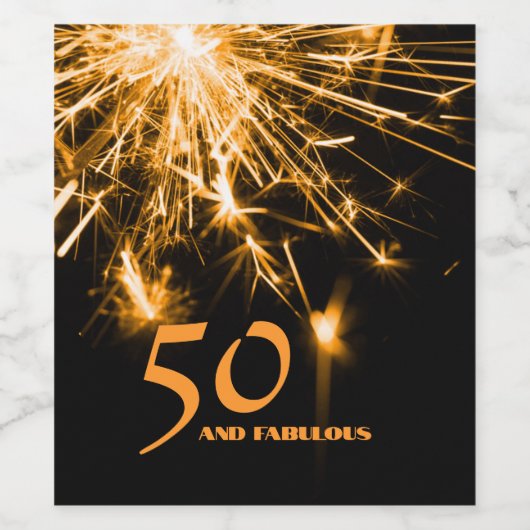 50 en Fabulous verjaardag gouden sparkle party Wijn Etiket (Enkel label)