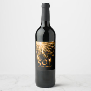 50 en Fabulous verjaardag gouden sparkle party Wijn Etiket
