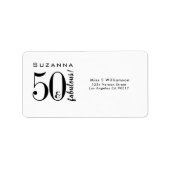 50 en Fabulous Verjaardag Moderne Zwarte Typografi Etiket (Voorkant)