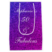 50 En Fabulous Verjaardag Ombre Roze Paarse Glitte Medium Cadeauzakje (Achterkant)