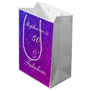 50 En Fabulous Verjaardag Ombre Roze Paarse Glitte Medium Cadeauzakje