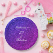 50 En Fabulous Verjaardag Ombre Roze Paarse Glitte Papieren Bordje (Feest)