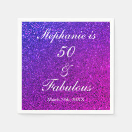 50 En Fabulous Verjaardag Ombre Roze Paarse Glitte Servet
