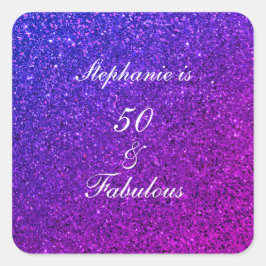 50 En Fabulous Verjaardag Ombre Roze Paarse Glitte Vierkante Sticker