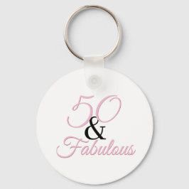 50 en fabulous verjaardag Pink Simple Sleutelhanger