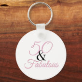 50 en fabulous verjaardag Pink Simple Sleutelhanger (Voorkant)