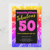 50 en Fabulous Verjaardag Regenboog Vuurwerk Kaart (Voorkant)