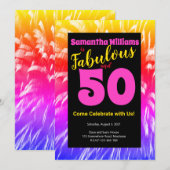 50 en Fabulous Verjaardag Regenboog Vuurwerk Kaart (Voorkant / Achterkant)
