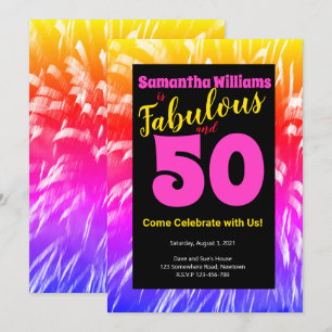 50 en Fabulous Verjaardag Regenboog Vuurwerk Kaart