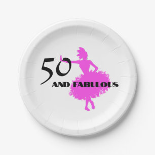 50 en Fabulous verjaardag roze danser party servet Papieren Bordje
