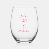 50 En Fabulous Verjaardag Roze Elegant Gift Favor Wijnglas Zonder Voet (Voorkant)