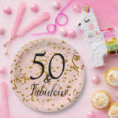 50 en Fabulous Verjaardag Roze Goud Confetti feest Papieren Bordje (Feest)