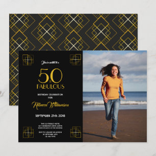 50 en Fabulous Verjaardag Uitnodiging Art Deco sti