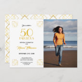 50 en Fabulous Verjaardag Uitnodiging Art Deco sti (Voorkant / Achterkant)