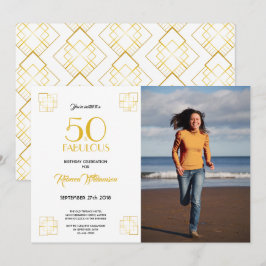 50 en Fabulous Verjaardag Uitnodiging Art Deco sti