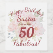 50 en Fabulous Verjaardag Wijnfles Label Wijn Etiket (Enkel label)