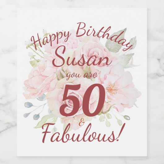 50 en Fabulous Verjaardag Wijnfles Label Wijn Etiket (Enkel label)