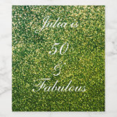 50 En Fabulous Verjaardag Wit Groen Glitter Cool Wijn Etiket (Enkel label)