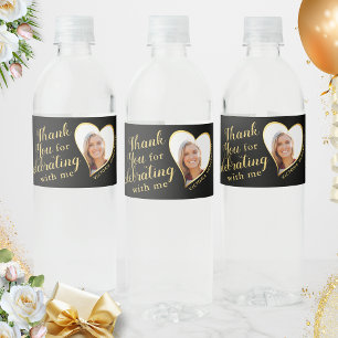 50 en Fabulous Verjaardag Zwart Goud Dank u Waterfles Etiket