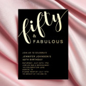 50 En Fabulous Verjaardag Zwart Goud Folie Uitnodiging