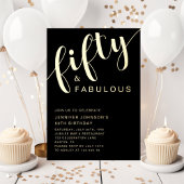 50 En Fabulous Verjaardag Zwart Goud Folie Uitnodiging