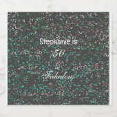 50 En Fabulous Verjaardag Zwart Groen Glitter Cool Sparkling Wijnetiket (Enkel label)