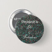 50 En Fabulous Verjaardag Zwart Groen Glitter Ronde Button 5,7 Cm (Voorkant /achterkant)